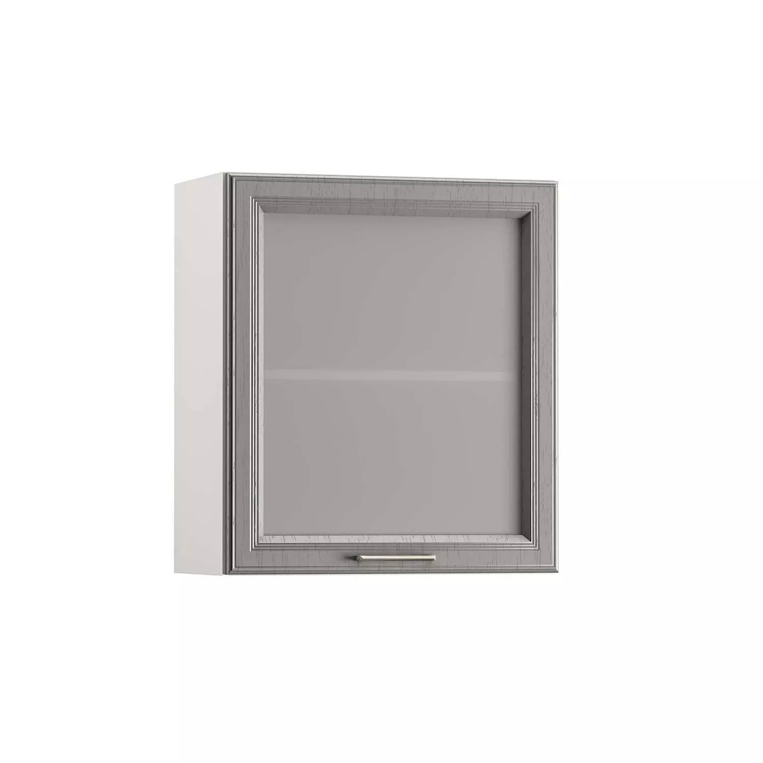 Милана шкаф навесной 600 витрина Белый/Дуб серый