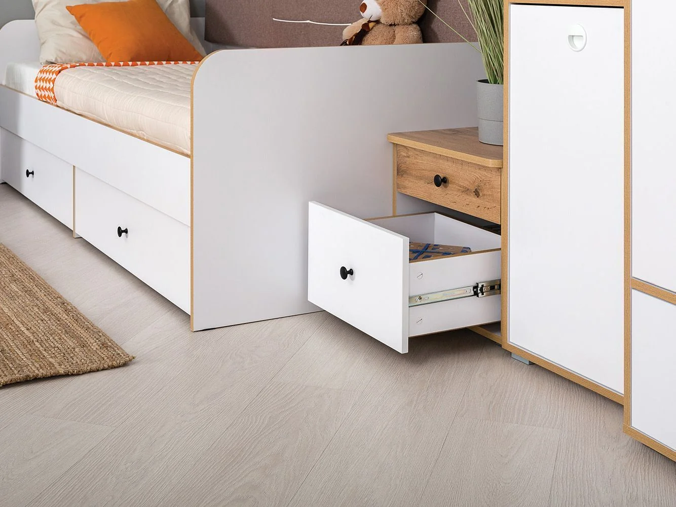 Молодежная Вуди белый/дуб золотой