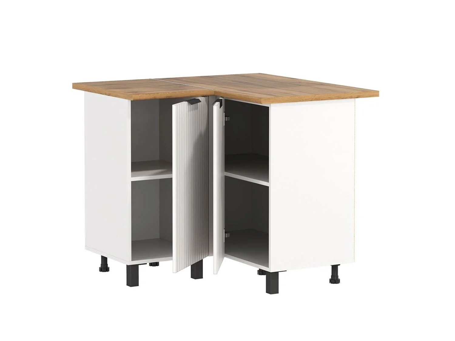 Кухня Венера угловая 1000 х 1000 МДФ Белый матовый фрезерованный