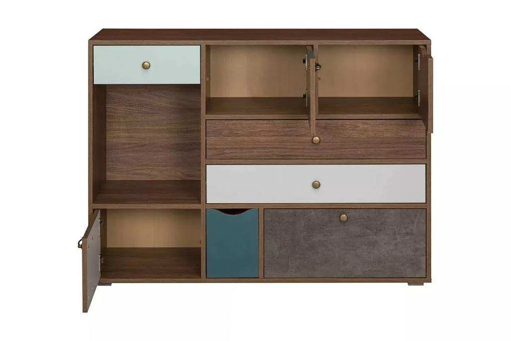 Вайс Комод 10.104 Морское дерево Винтаж/Камень Тем./Бензин/Белый