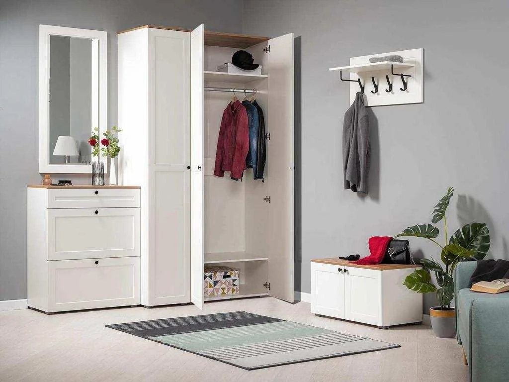 Прихожая Остин 1 Белый шагрень/Дуб Вотан