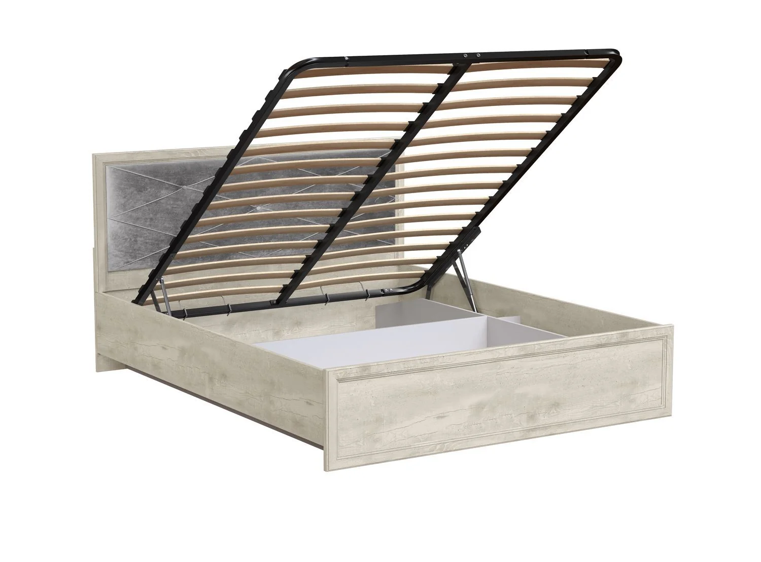 Кровать двуспальная с подъемным механизмом 32.26-02 Сохо (1600) Бетон пайн белый