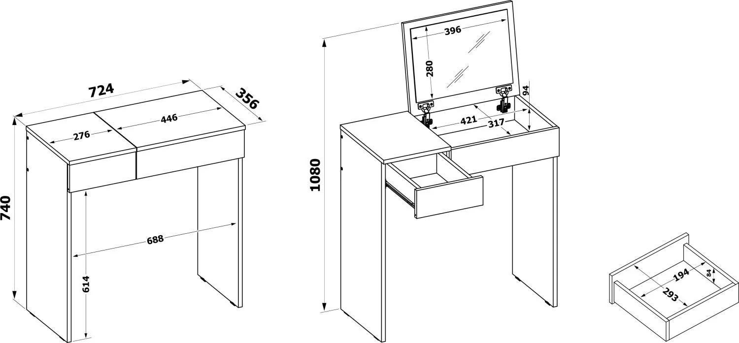 Туалетный столик СП-22 Дуб сонома