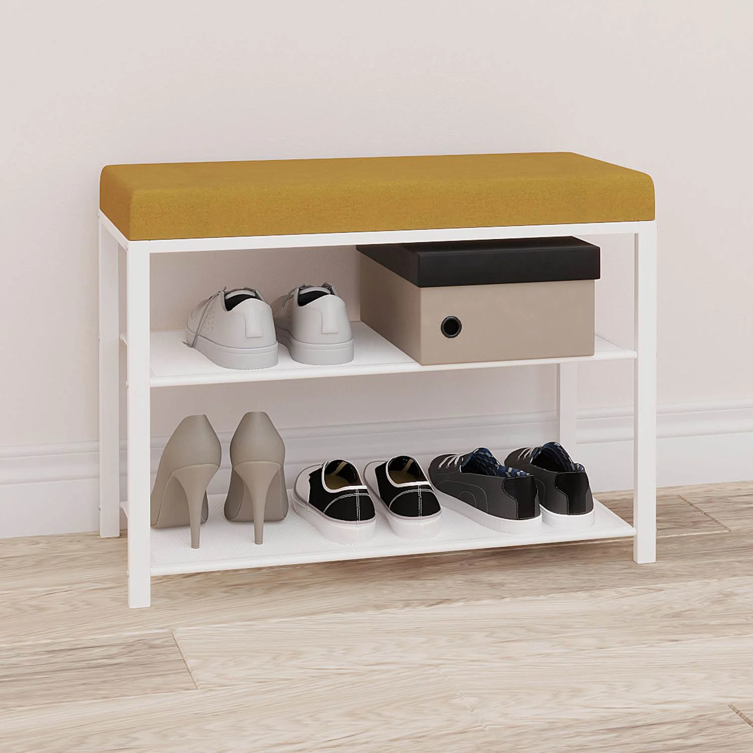 Банкетка Торонто 23S белый / горчичный