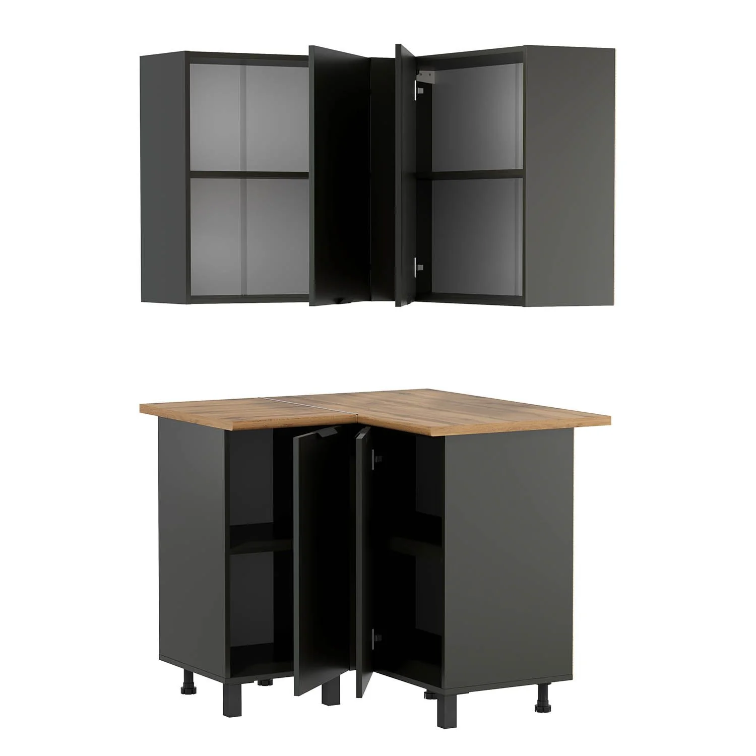 Кухня Венера угловая 1000 х 1000 Диамант серый