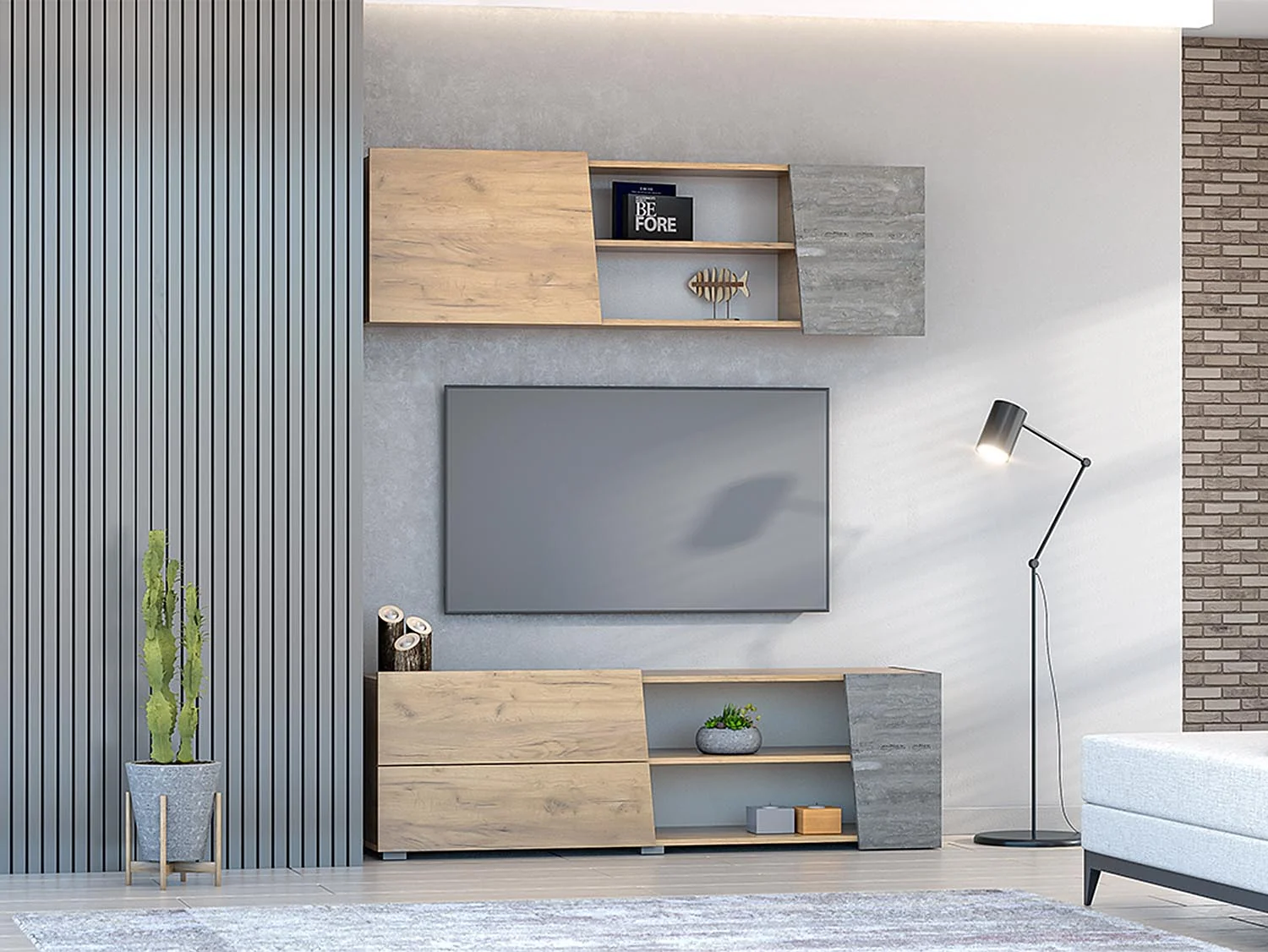 Гостиная Аллегро 10 компл. 2 / Дуб Крафт золотой/Камень темный