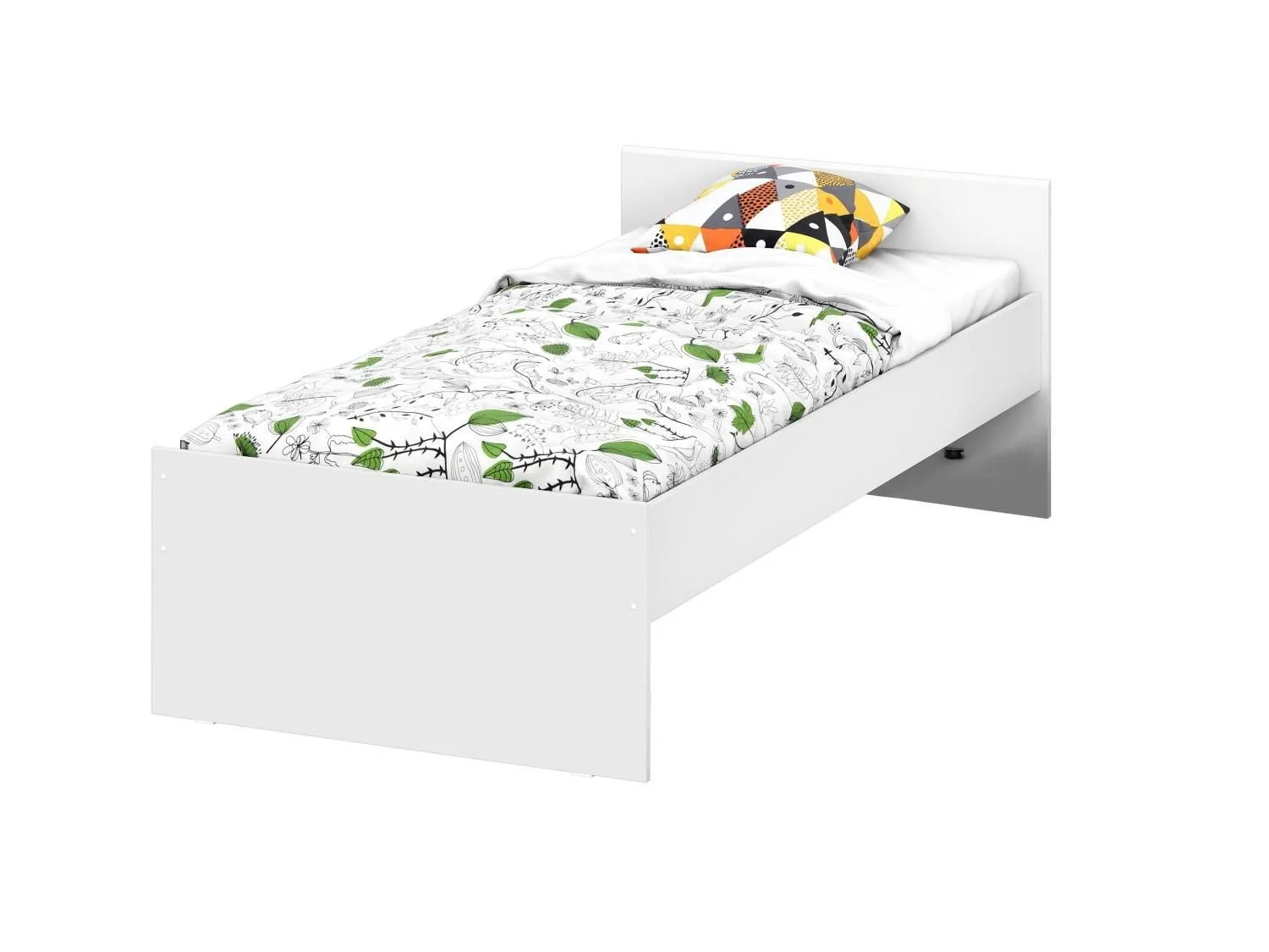 Токио кровать одинарная 0,9 с основанием / Белый текстурный