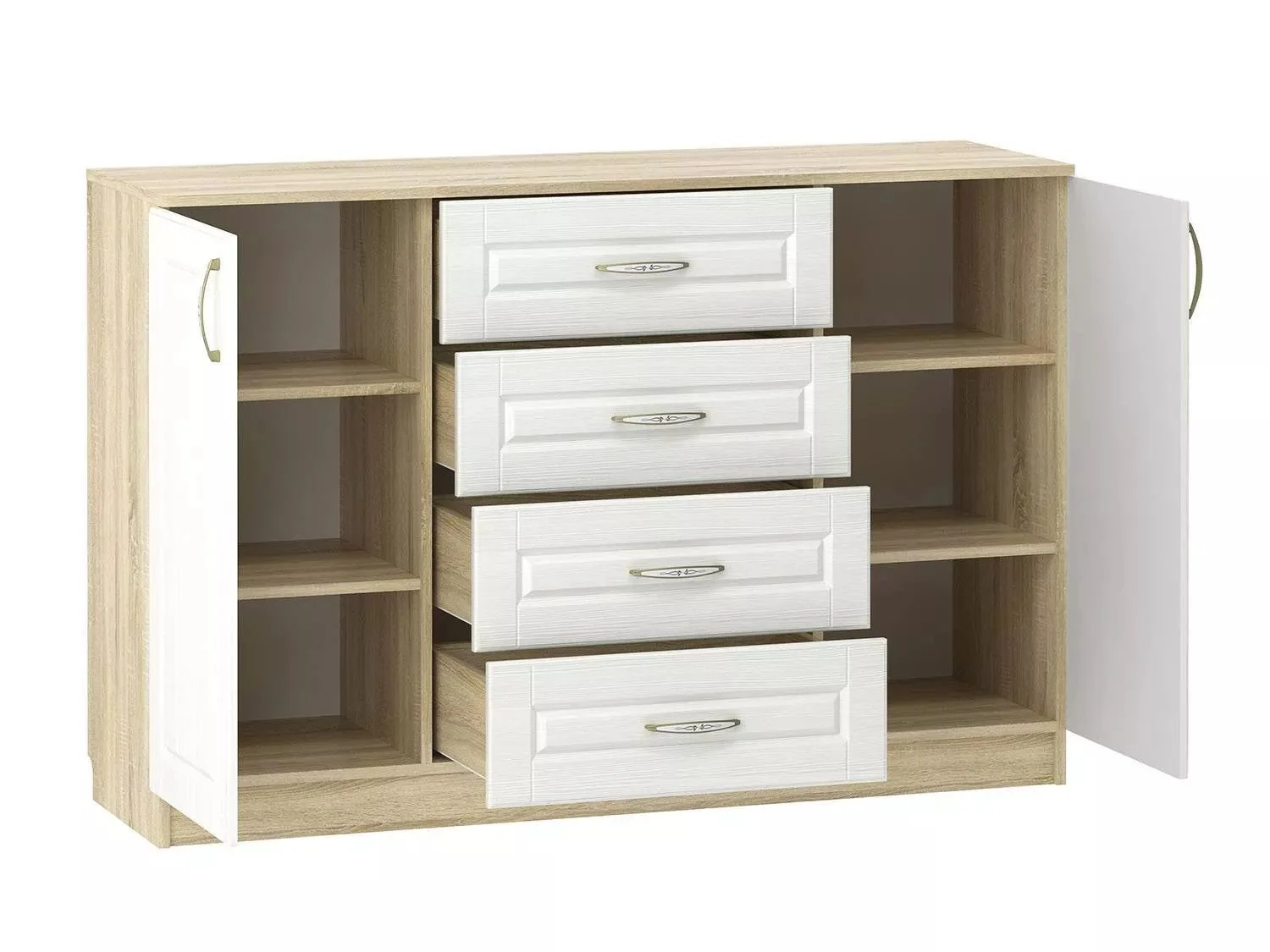 НМ 040.35 Комод Оливия Дуб Сонома/белое дерево