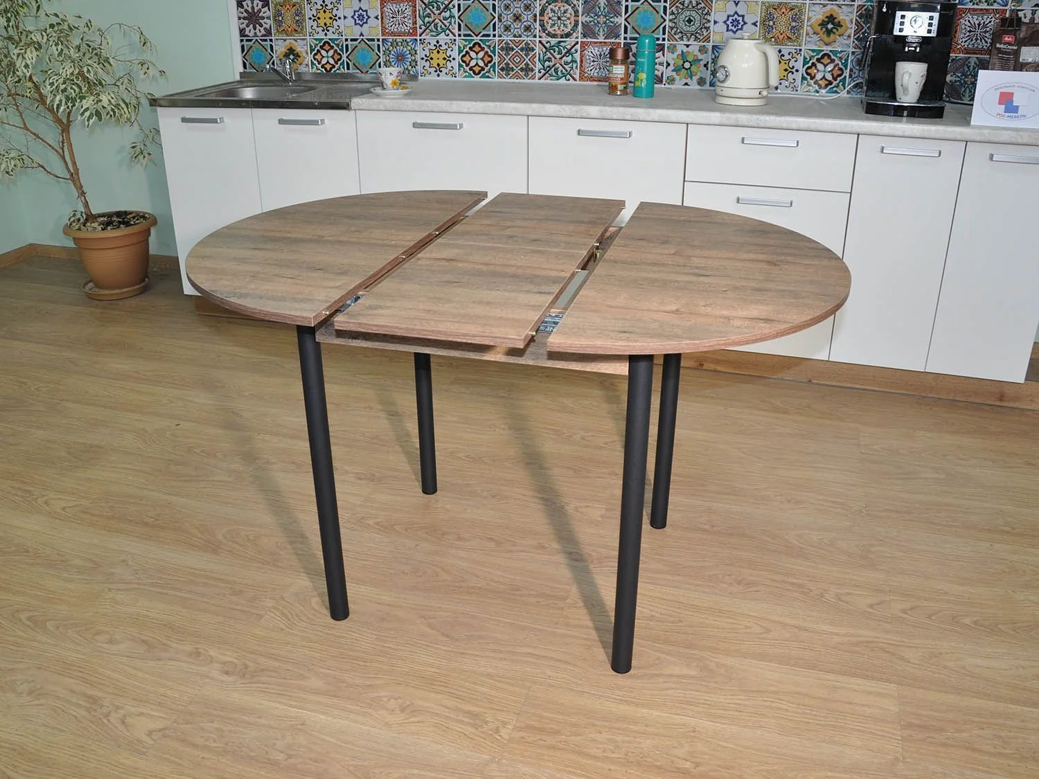 Стол обеденный Ника Дуб Веллингтон/черный