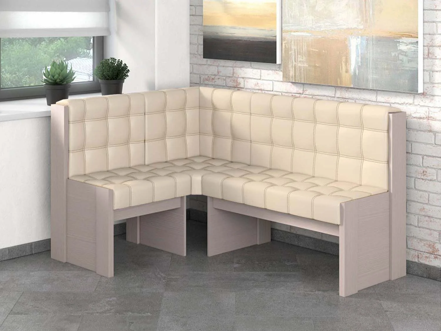 Скамья угловая Квадро / Бодега светлый/Крем