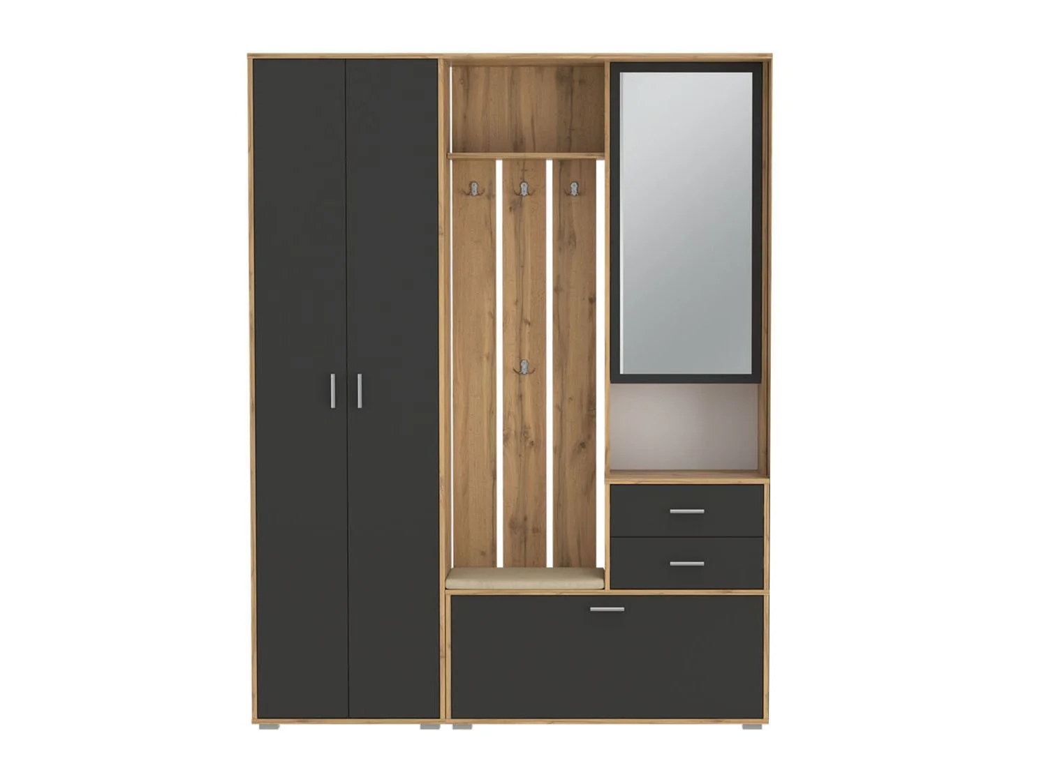 Прихожая модульная Антре 1 Дуб золотой / Диамант серый