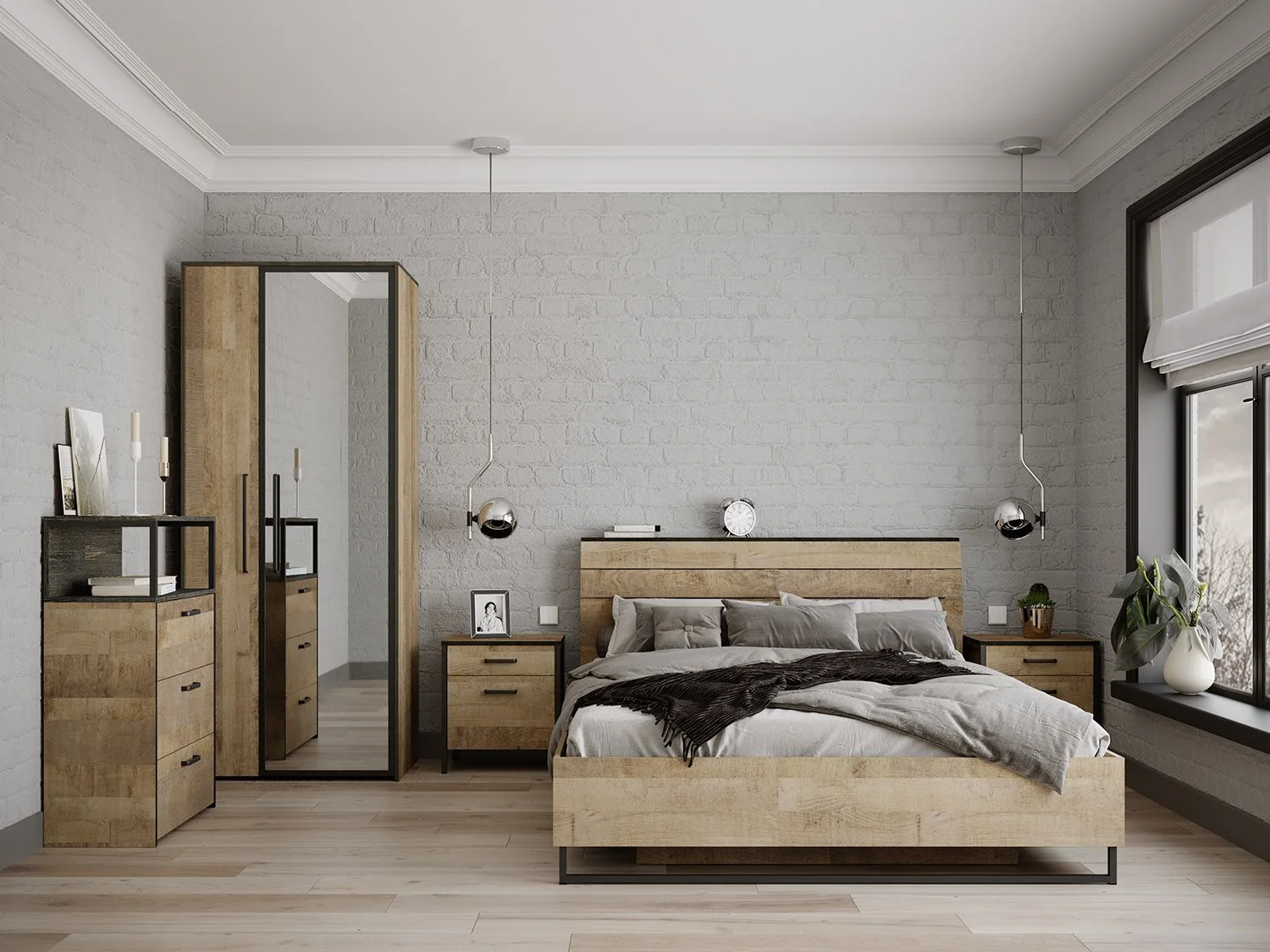 Трувор спальня 3 Дуб Гранж Песочный/Интра