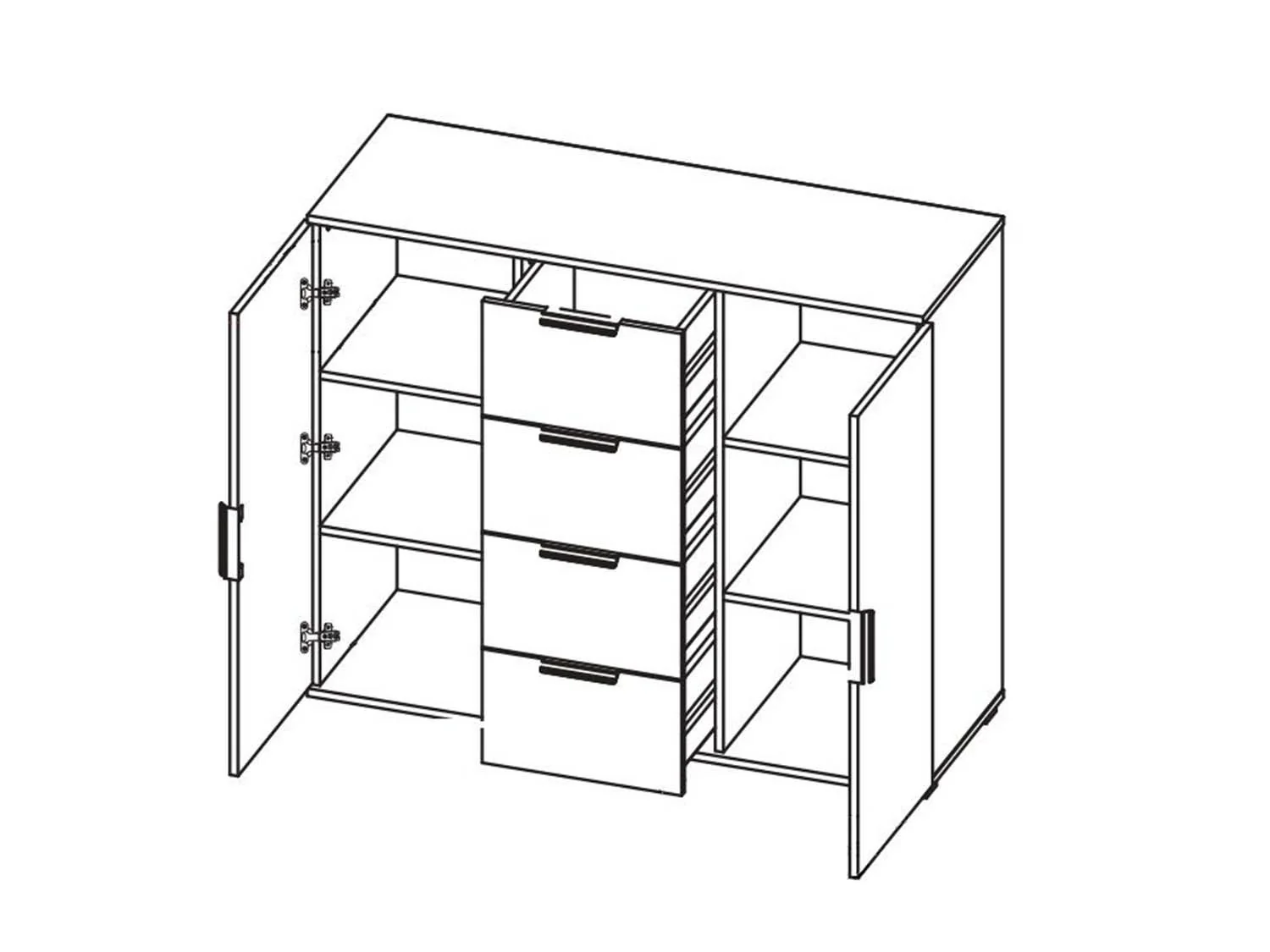 Харди комод широкий Дуб Делано Темный / Супермат Джелато