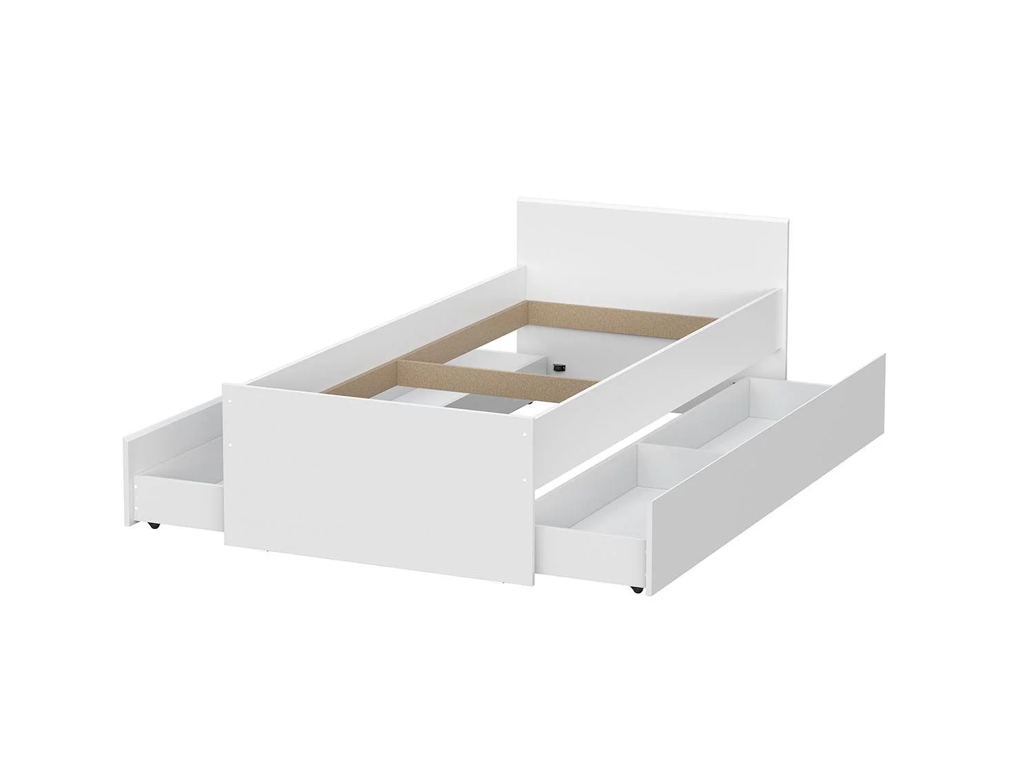 Токио кровать одинарная 0,9 с основанием и 2 ящиками / Белый текстурный