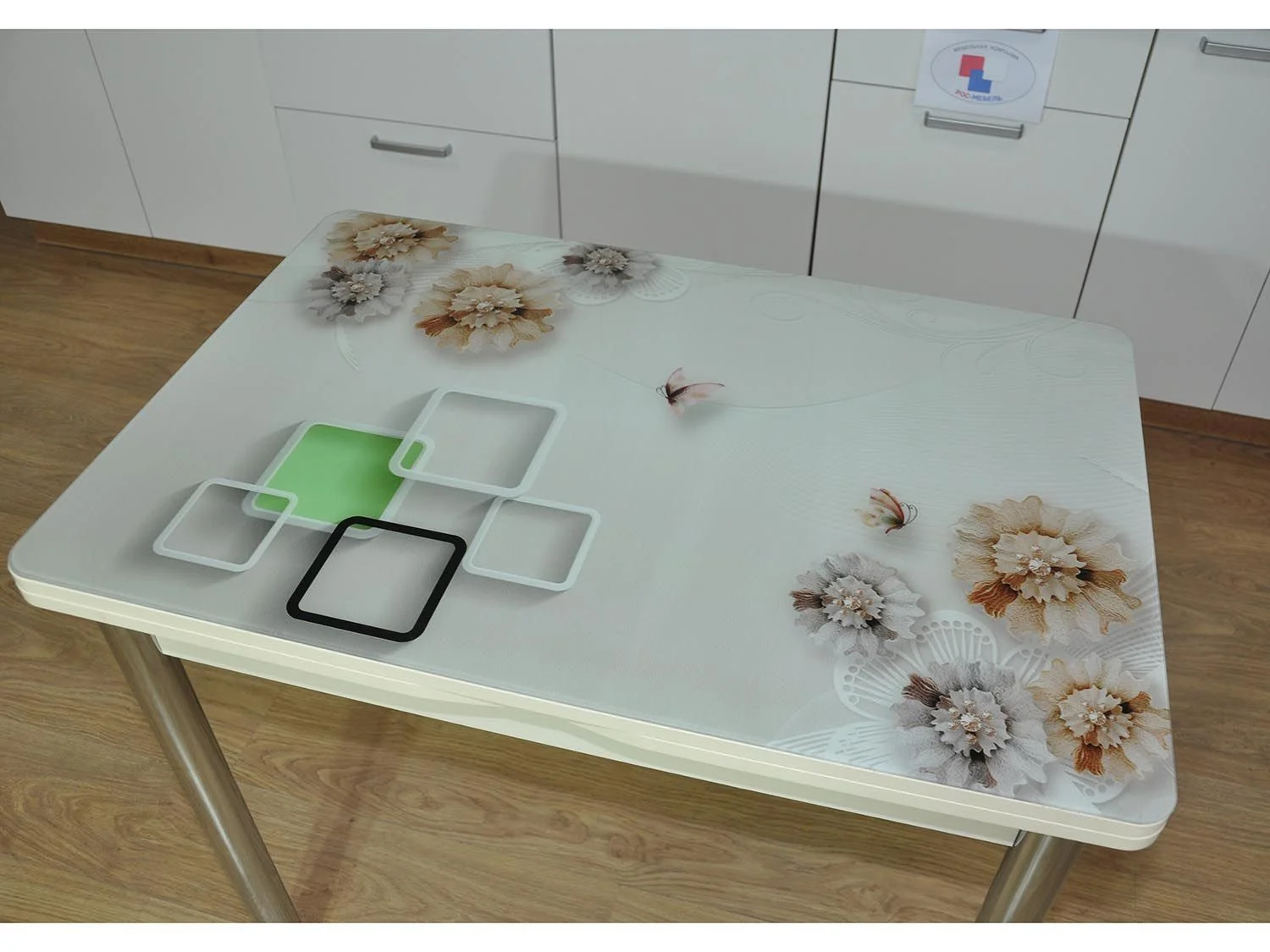 Симпл фотопечать стол обеденный раскладной / ирис/дуб молочный/хром