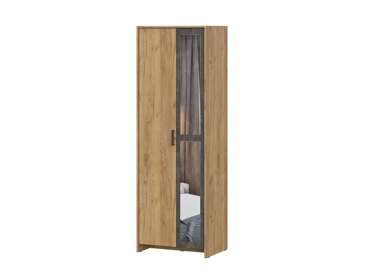 МСП 1 шкаф двухстворчатый / Дуб Золотой/Камень темный