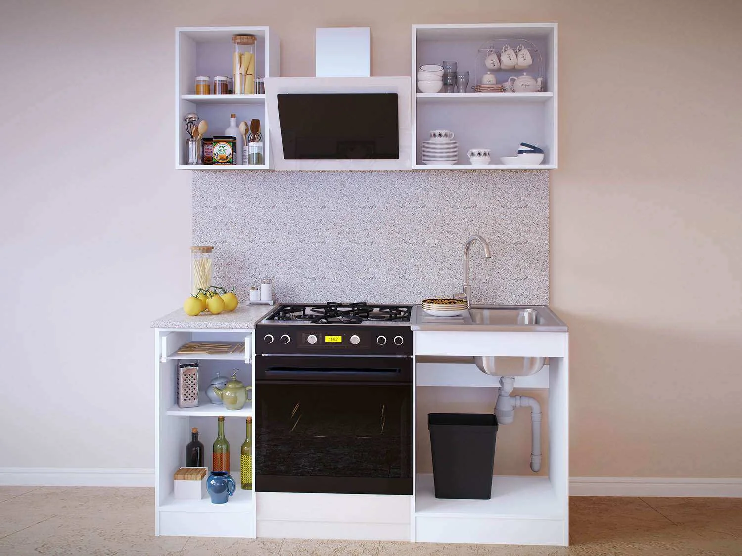 Кухонный гарнитур ПН-04 + ТК-04.1 + ПН-06 + ТК-06м Сокол дуб/белый