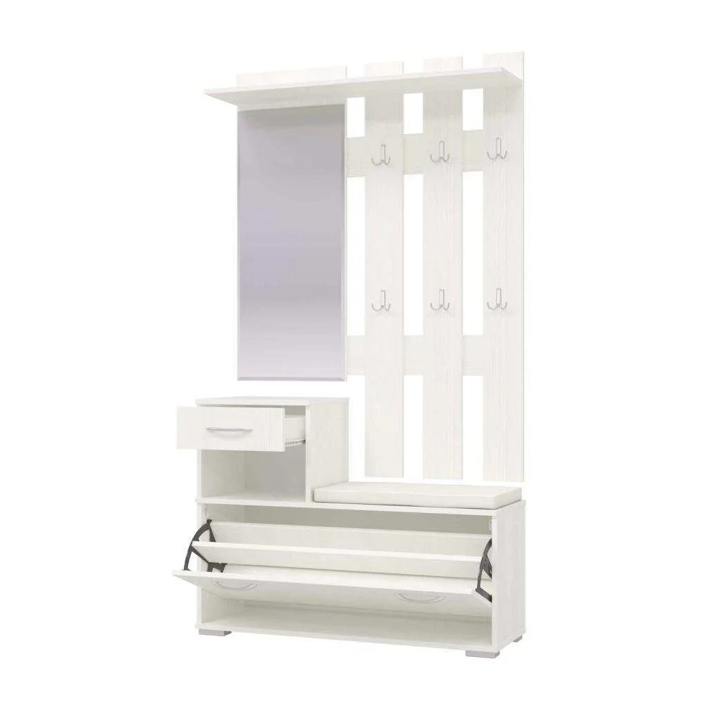 Вешалка с зеркалом Лира 2-3814 Рамух белый, АКЦИЯ