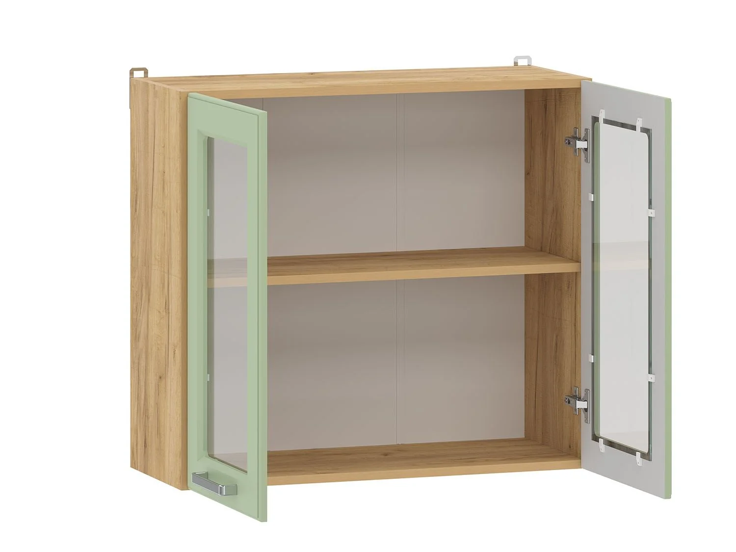 Вокс 100.31 шкаф навесной витрина (800) Дуб Крафт золотой / Фисташка