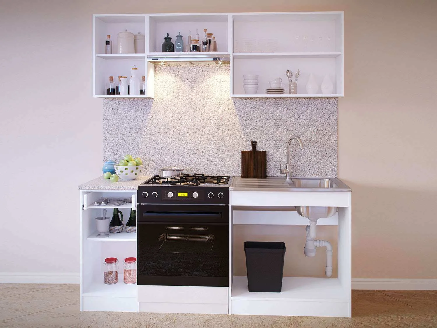 Кухонный гарнитур ПН-04 + ТК-04.1 + ПН-06.2 + ПН-08 + ТК-08м Сокол дуб/белый