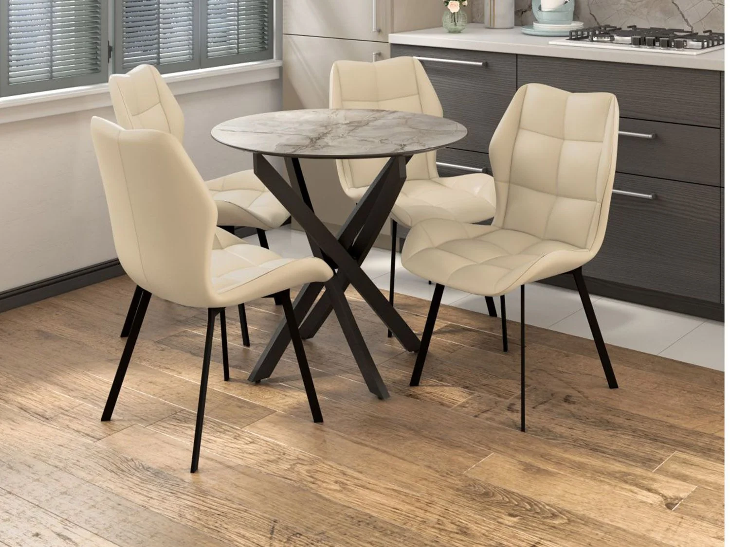 Столовая группа Рим-Монако СМ-4 ноги прямоугольные черные