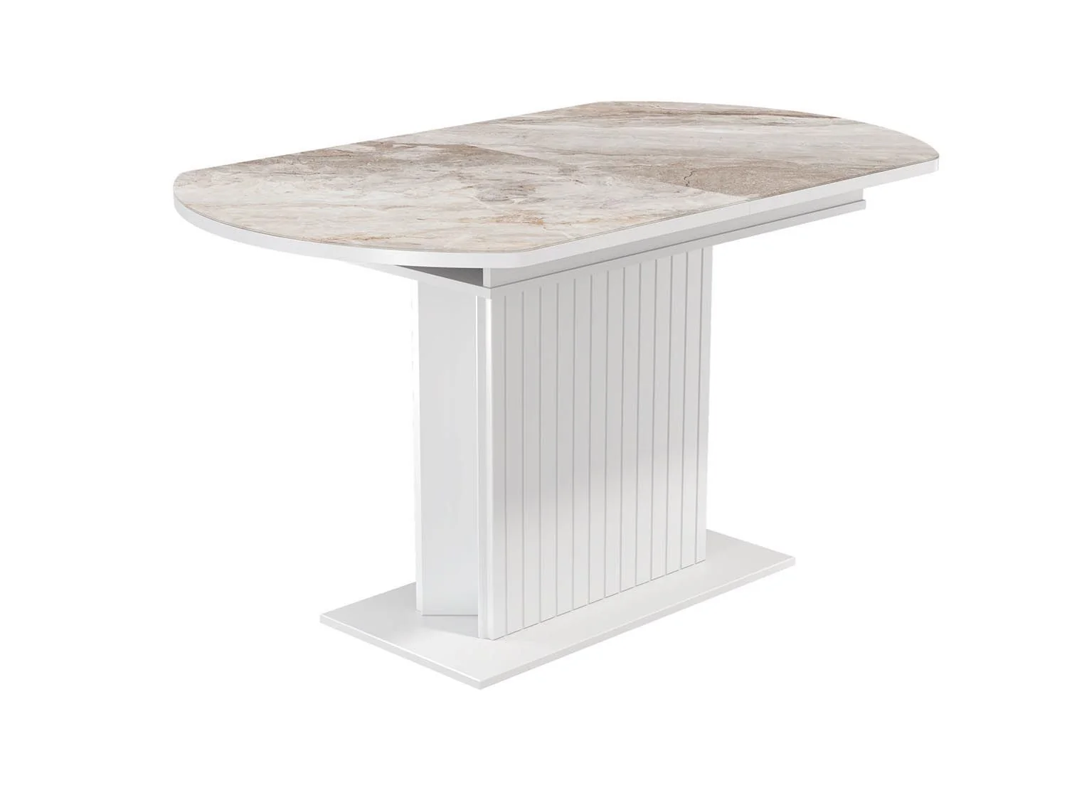55.09 Адажио стол обеденный / белый/УФ печать бежевый мрамор