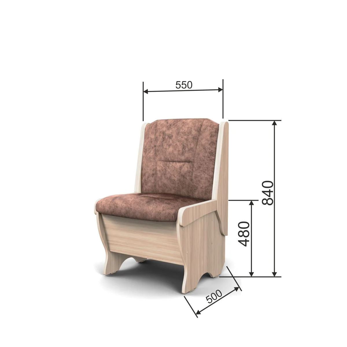 Скамья Лотос 550 ясень светлый/коньяк