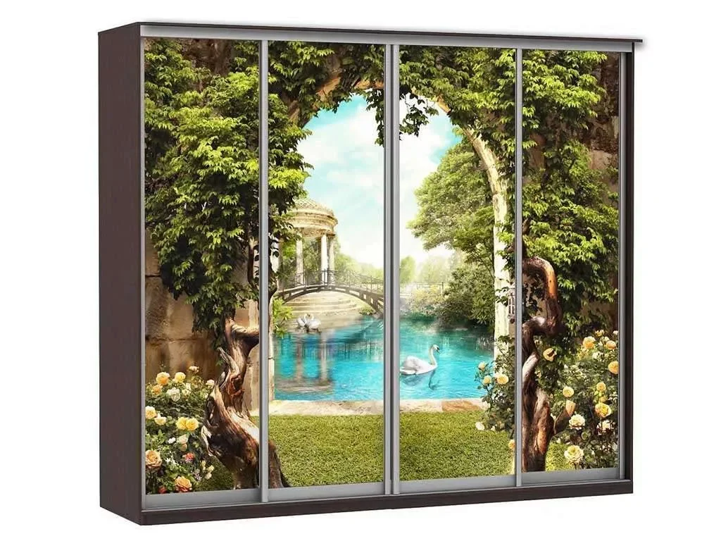 Шкаф купе Модерн 2362х450 4-х дверный 4-х секционный фотопечать №3 венге