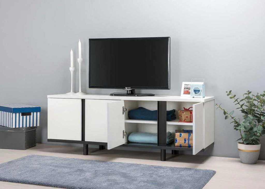 Квадро Тумба под ТВ 13.276 Белый РЕ шагрень/черный