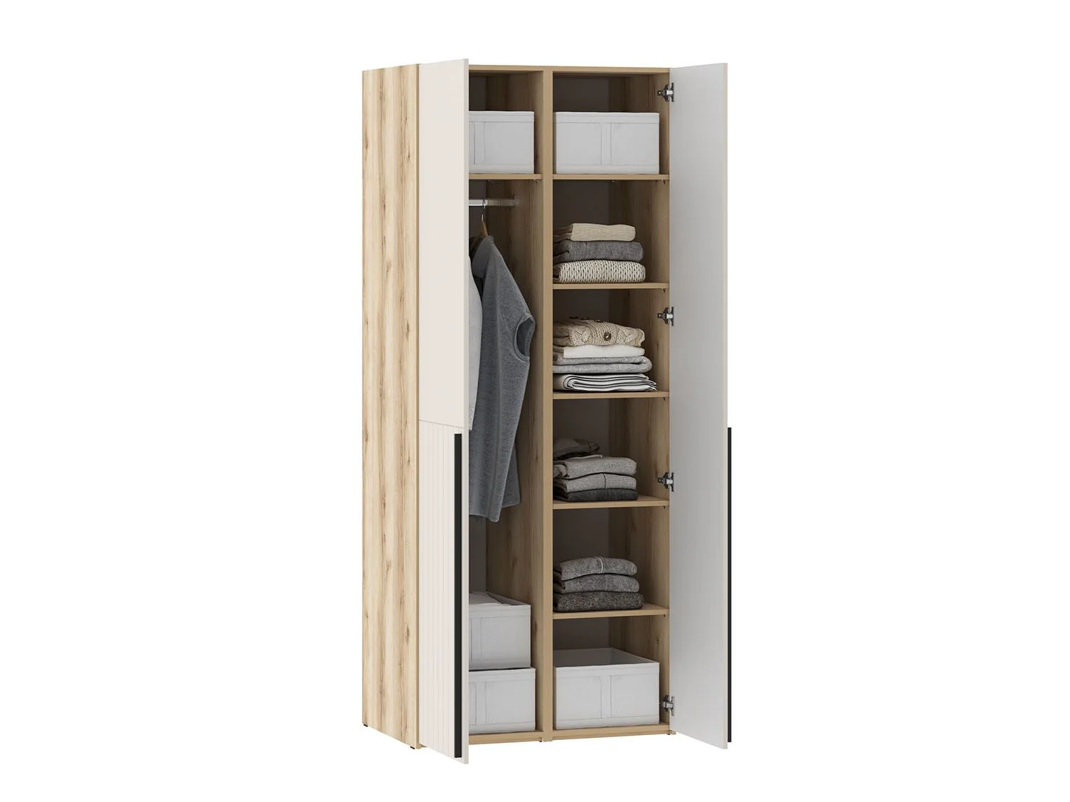 Шкафы Арден 200.2-200.2-полки Дуб Делано / Сантьяго софт