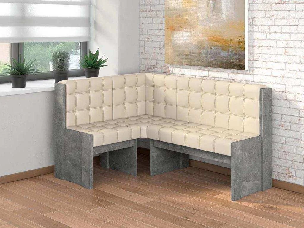 Угловая скамья Квадро Бетон ателье/Крем