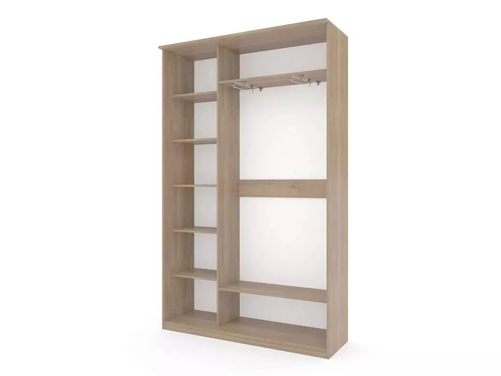 Шкаф купе Модерн 1490х450 2-х дверный 2-х секционный зеркальный с пескоструем №2 ясень