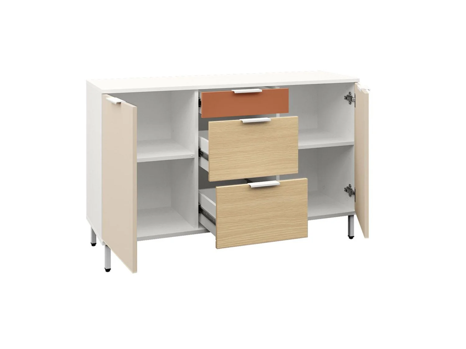 Марвэл Комод 16.234.02 Белый PE шагрень / Плэйн