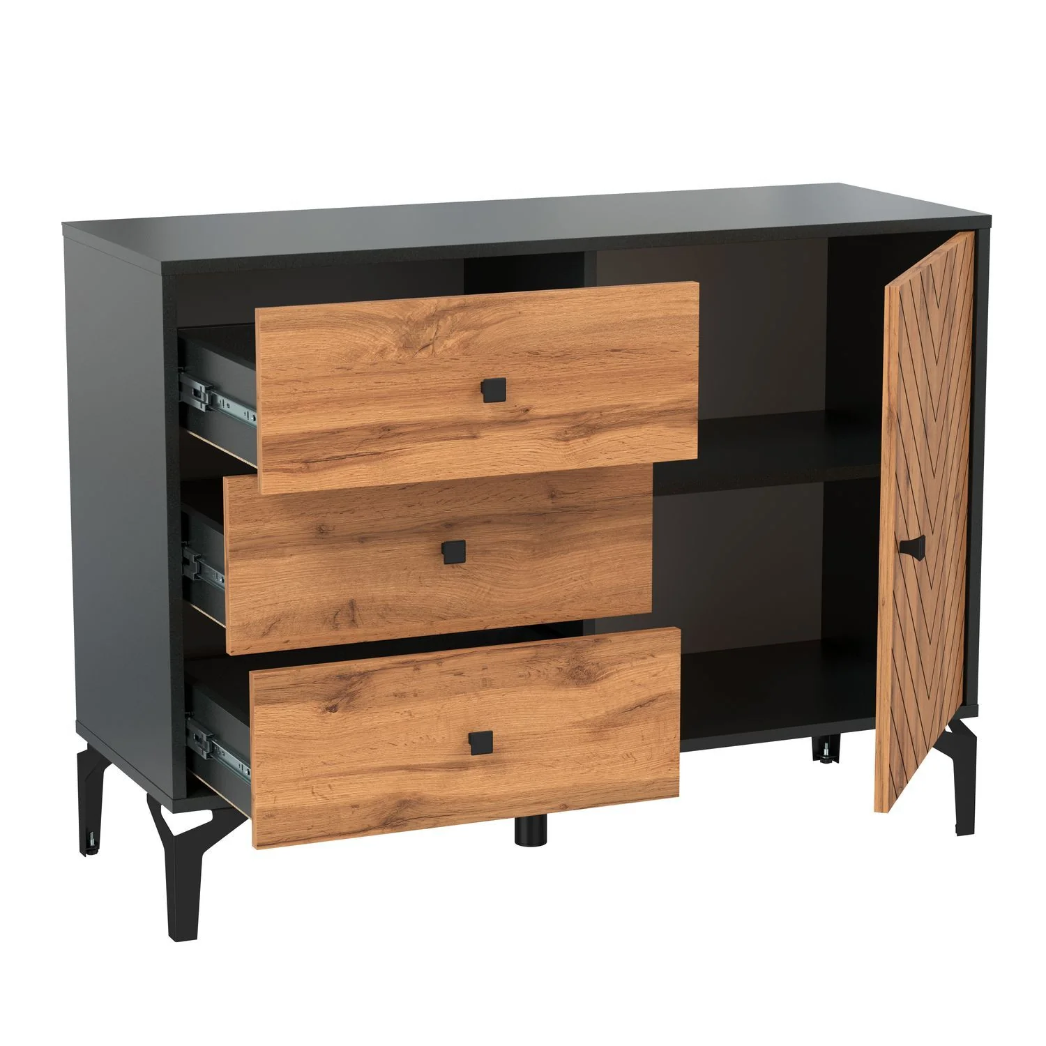 Комод  Лофт 59.02 черный/дуб вотан