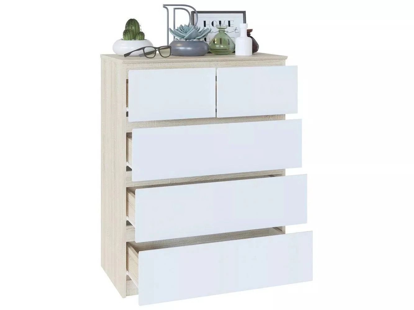 Комод Т-5Р Дуб Сонома/Белый