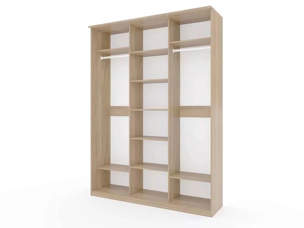 Шкаф купе Модерн 1776х600 3-х дверный 3-х секционный зеркальный с пескоструем №3 ясень