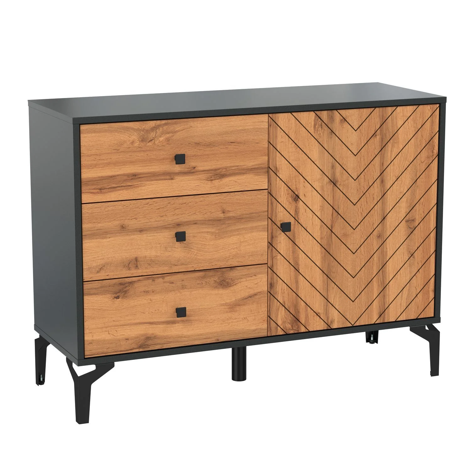 Комод  Лофт 59.02 черный/дуб вотан