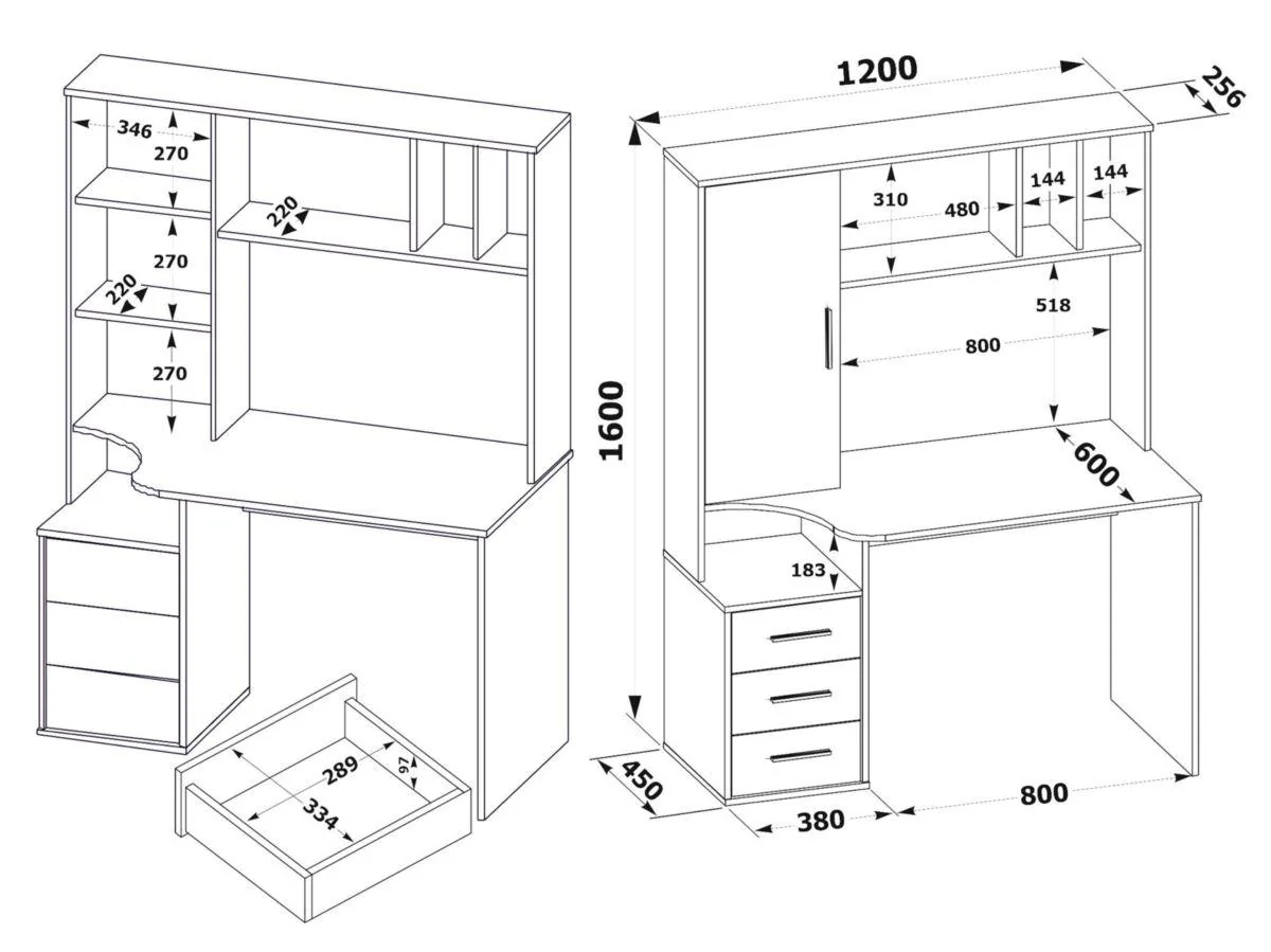 Стол компьютерный КСТ-16 Дуб Сонома / Белый