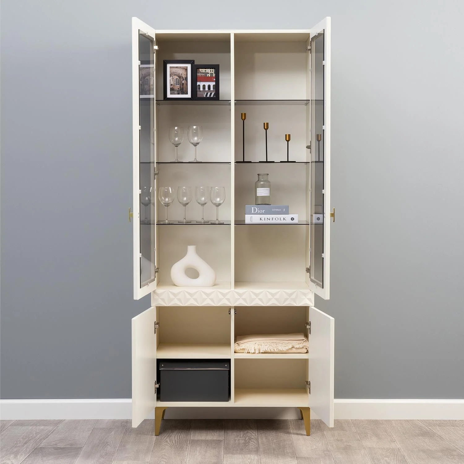 Марион шкаф-витрина 16.397.02 Слоновая кость