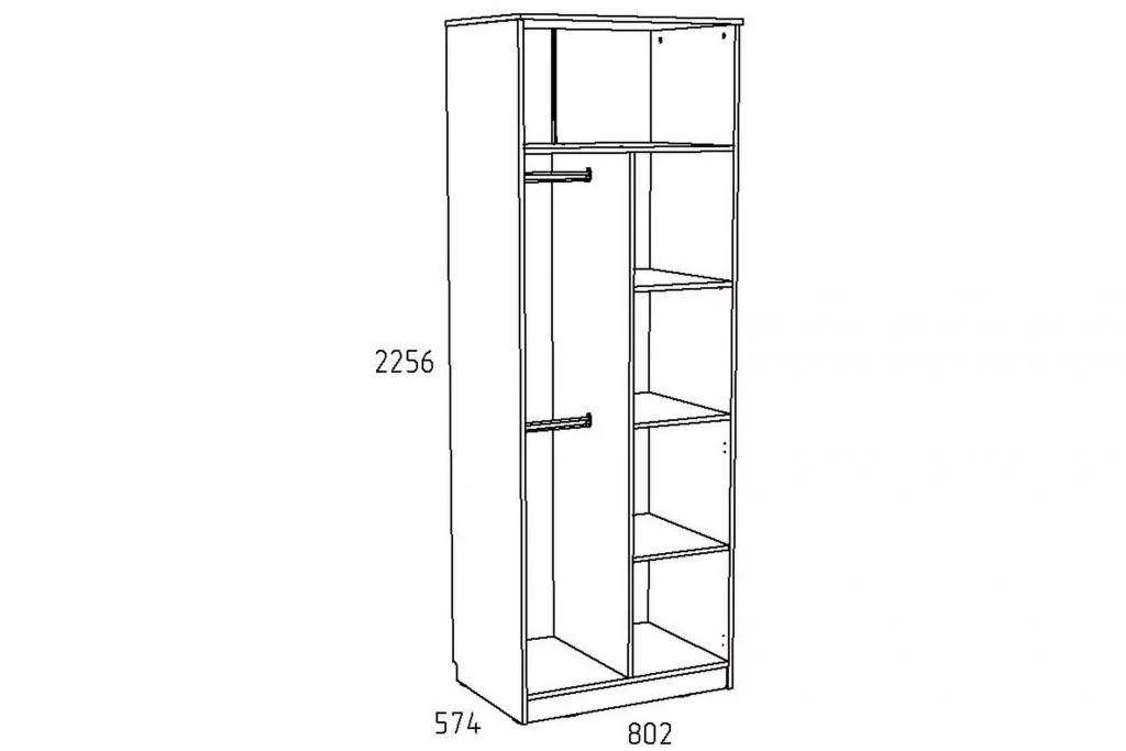 Шкаф для одежды НМ 014.07 «Фанк» Дуб сонома/белый скандинавский