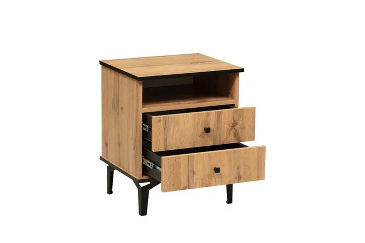 Тумба прикроватная Либерти 51.17 (опора h150) Дуб Вотан/Черный