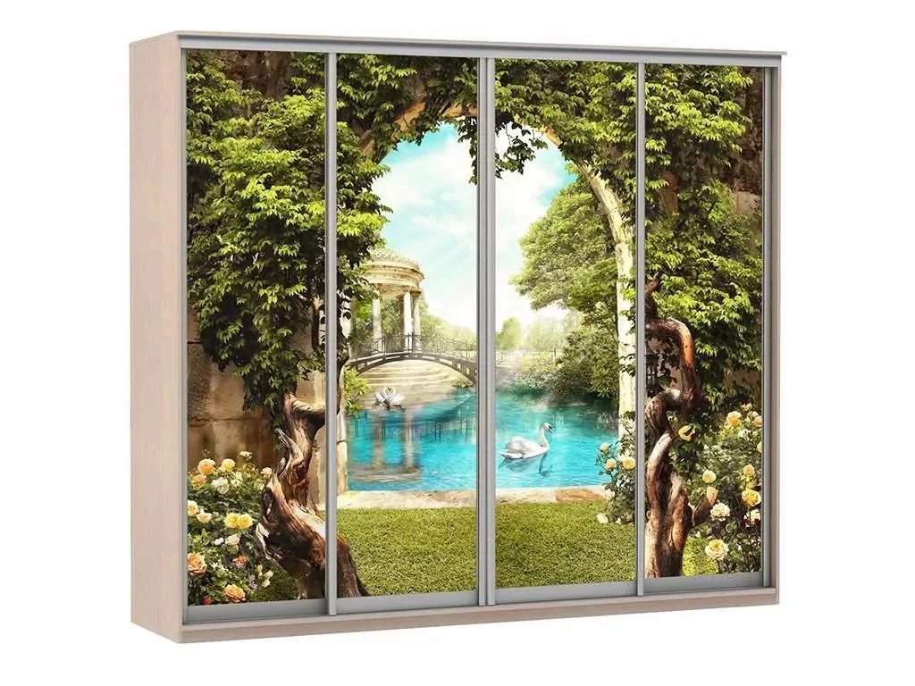 Шкаф купе Модерн 2362х450 4-х дверный 4-х секционный фотопечать №3 ясень