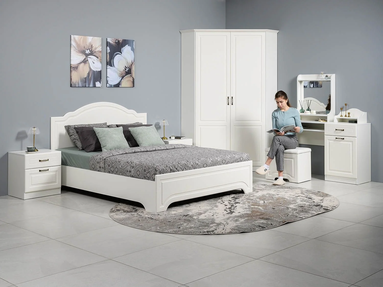 Спальня Ливерпуль 1 Белый/Ясень ваниль