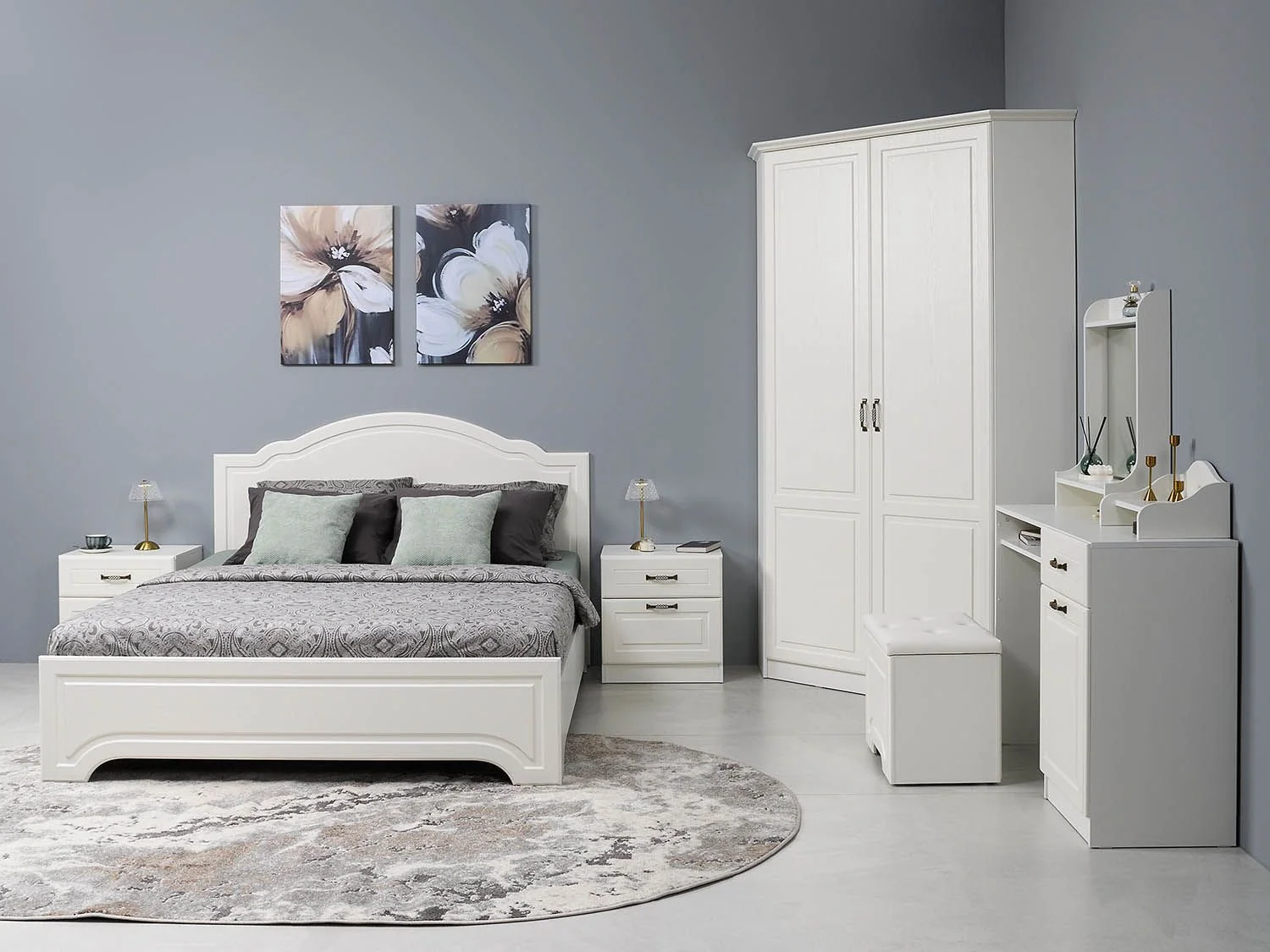 Спальня Ливерпуль 1 Белый/Ясень ваниль