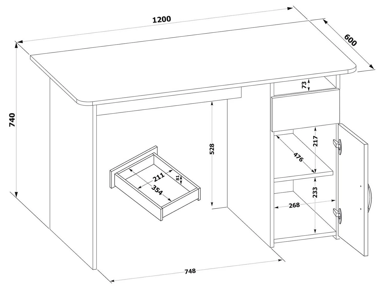 Стол письменный СПМ-03.1 Белый