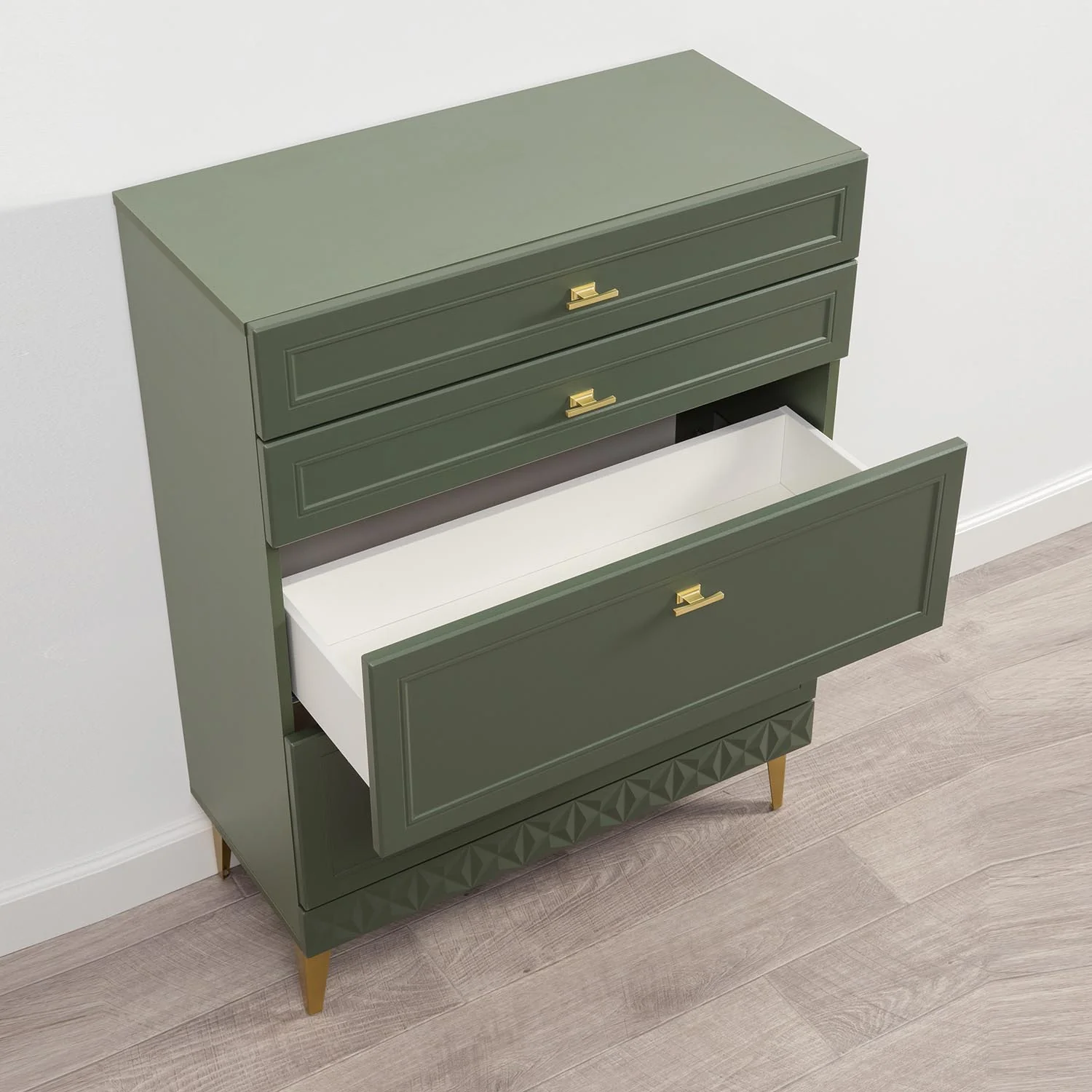 Марион комод 16.249 Дымчатый зеленый / Олива шагрень