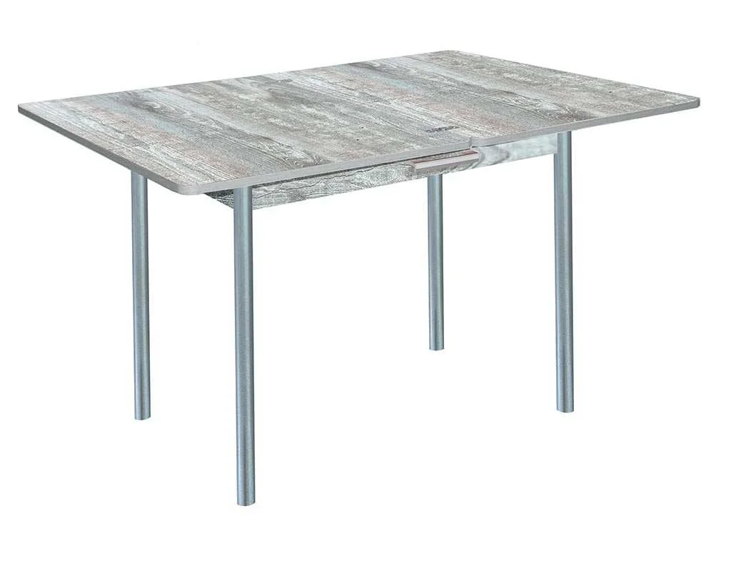 Симпл стол обеденный раскладной с ящиком / бетон темный/металлик