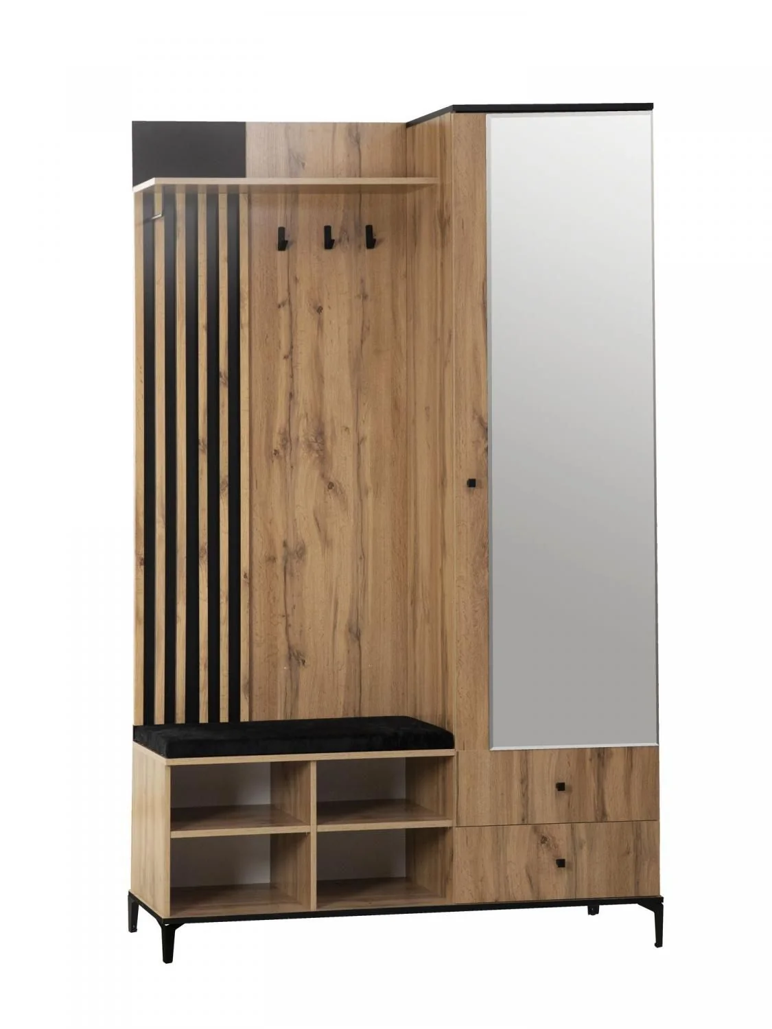 Шкаф для прихожей Либерти 51.22 (опора h150) Дуб вотан/Черный