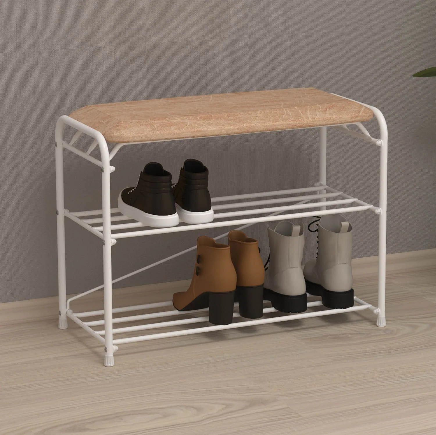 Подставка для обуви Альфа 23 с сиденьем Белый