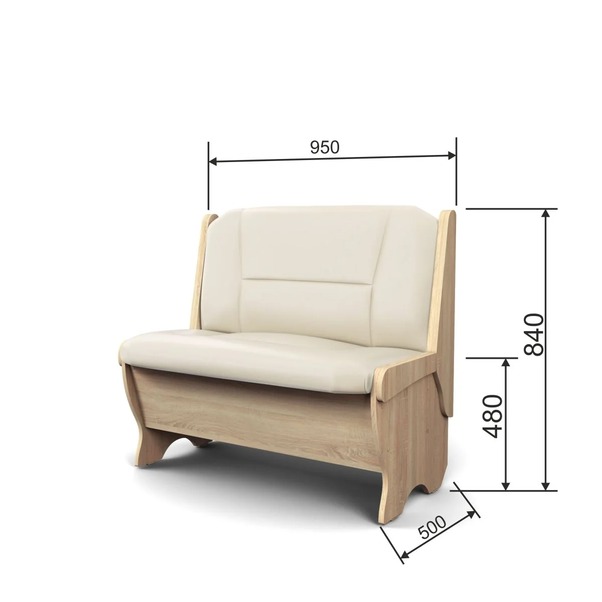 Скамья Лотос 950 дуб сонома/крем